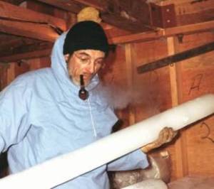 Willi Dansgaard with ice core