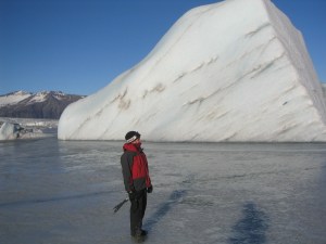 Ruth Mottram on a frozen laje