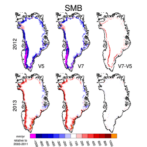 Surface mass balance map plots of Greenland